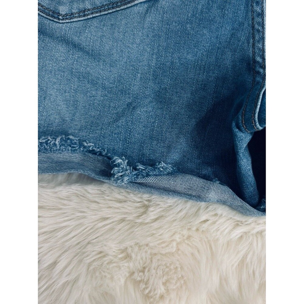 Judy Blue Light Blue Denim Jean Shorts with Frayed Hem - Picture 5 of 6